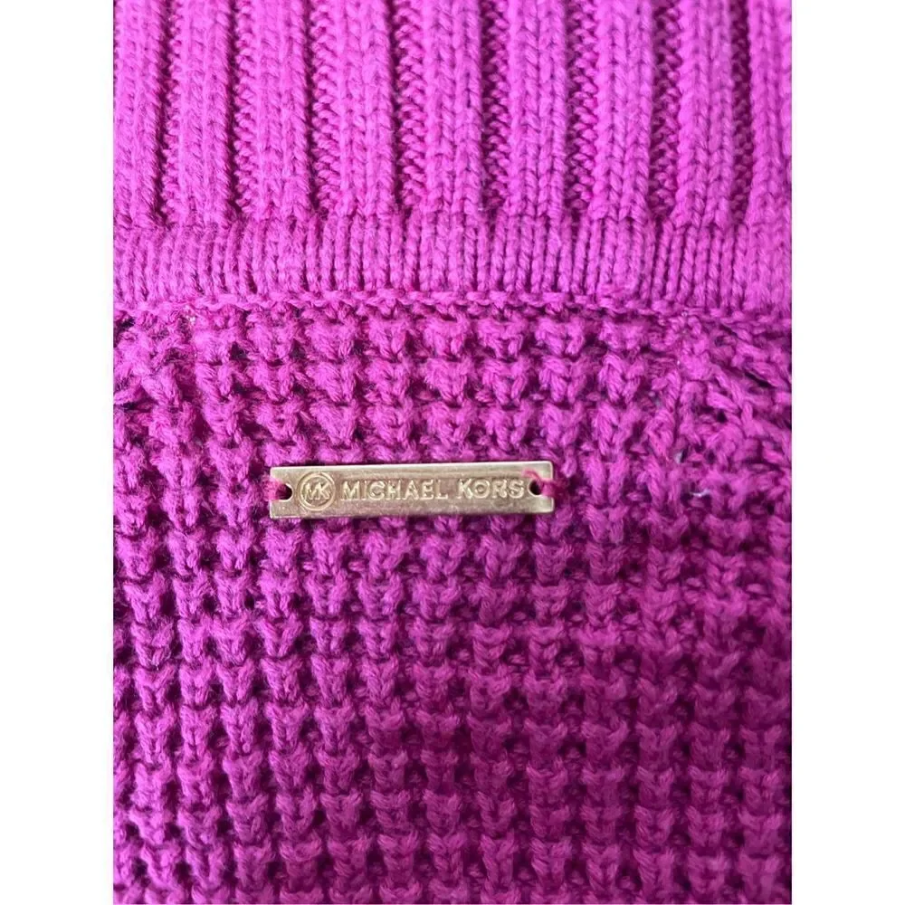 Michael Kors Cowl Neck Sweater Womens Large Pink Excellent Waffle Knit Tunic